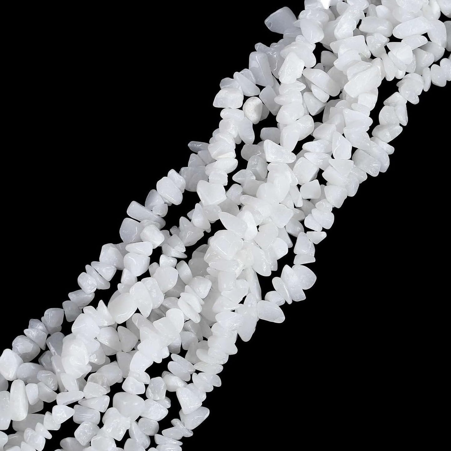 Natural Chip Stone Beads 450pcs White Jade Chips 5-8mm Genuine Real Irregular Healing Crystal Rocks Hole Drilled DIY Loose Gemstone Beads for Jewelry Making Bracelet Earrings Necklace Crafting