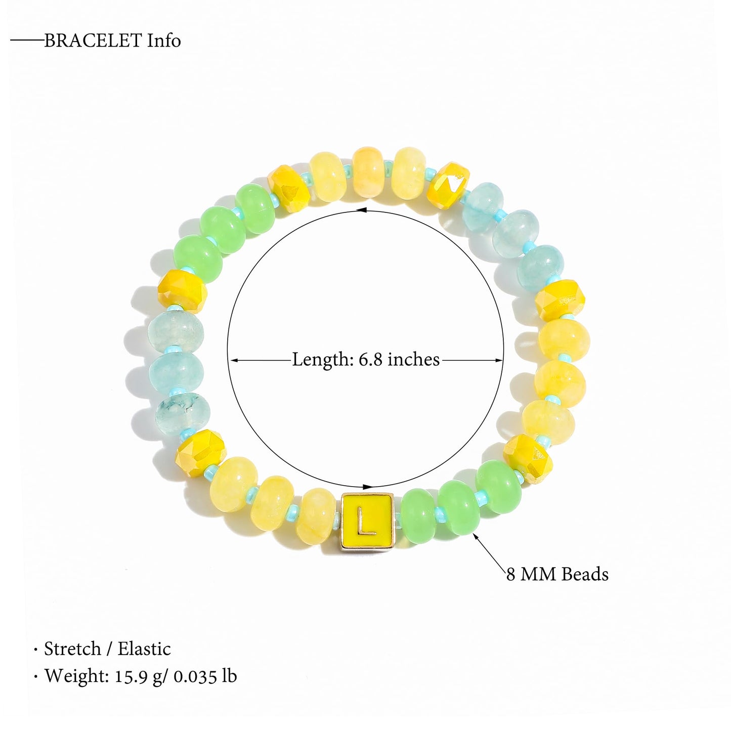 SLYAIH Colorful Beaded Initial Bracelets for Women Boho Crystal Beaded Elastic Stretch Bracelet A-Z Letter Bracelet Handmade Jewelry Gifts for Women