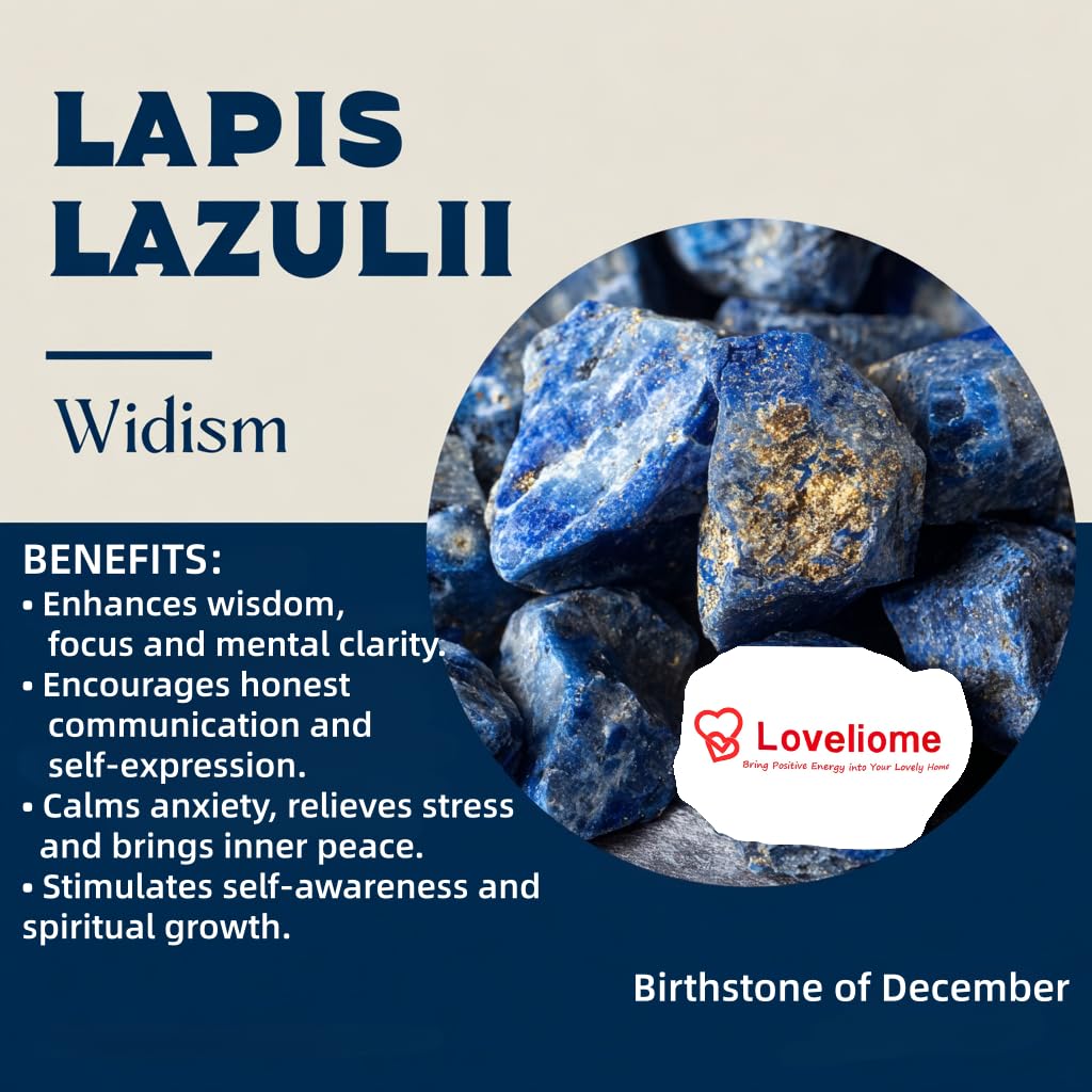 Loveliome 4 Pcs Natural Lapis Lazuli Love Heart Palm Stone Reiki Balancing Worry Stone(1 Inch)