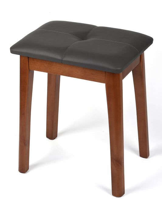 YETEYOW Solid Wood Vanity Stool with Cushion, 11" D x 15" W x 18" H - Small Wooden Ottoman Bench Chair Padded Seat for Bedroom/Living Room/Office/Makeup Vanity/Closet/Desk - Dark Grey