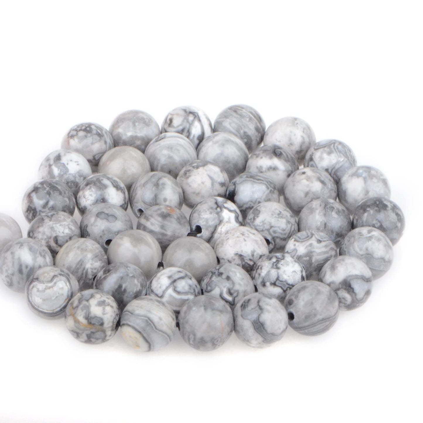Bymitel 90 pcs Natural Genuine Real Round Loose Stone Beads Gemstone Spacers for Charm DIY Jewelry Making 15.5" per Strand 4mm (Map Jasper, 4mm)