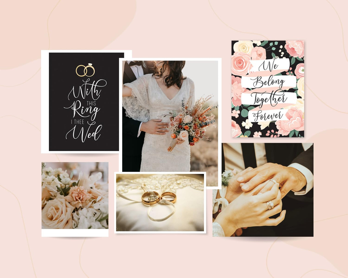 Wedding Scrapbook Paper 12x12 Inch Cardstock - Double Sided Wedding Theme Paper, Stickers for Scrapbooking, Planner, Anniversary Album, Photo Book - Cute Crafting Kit, Total 6 Items