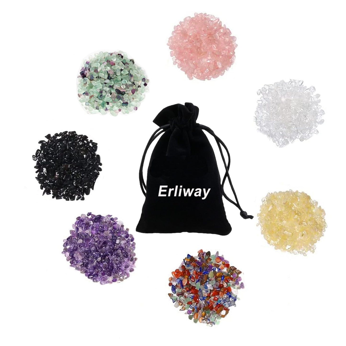 Natural Colorful Quartz Tumbled Chips Crushed Crystal Stone, 7-9mm Polished Healing Crystal Chips Healing Reiki Crystal Jewelry Making Home Decoration