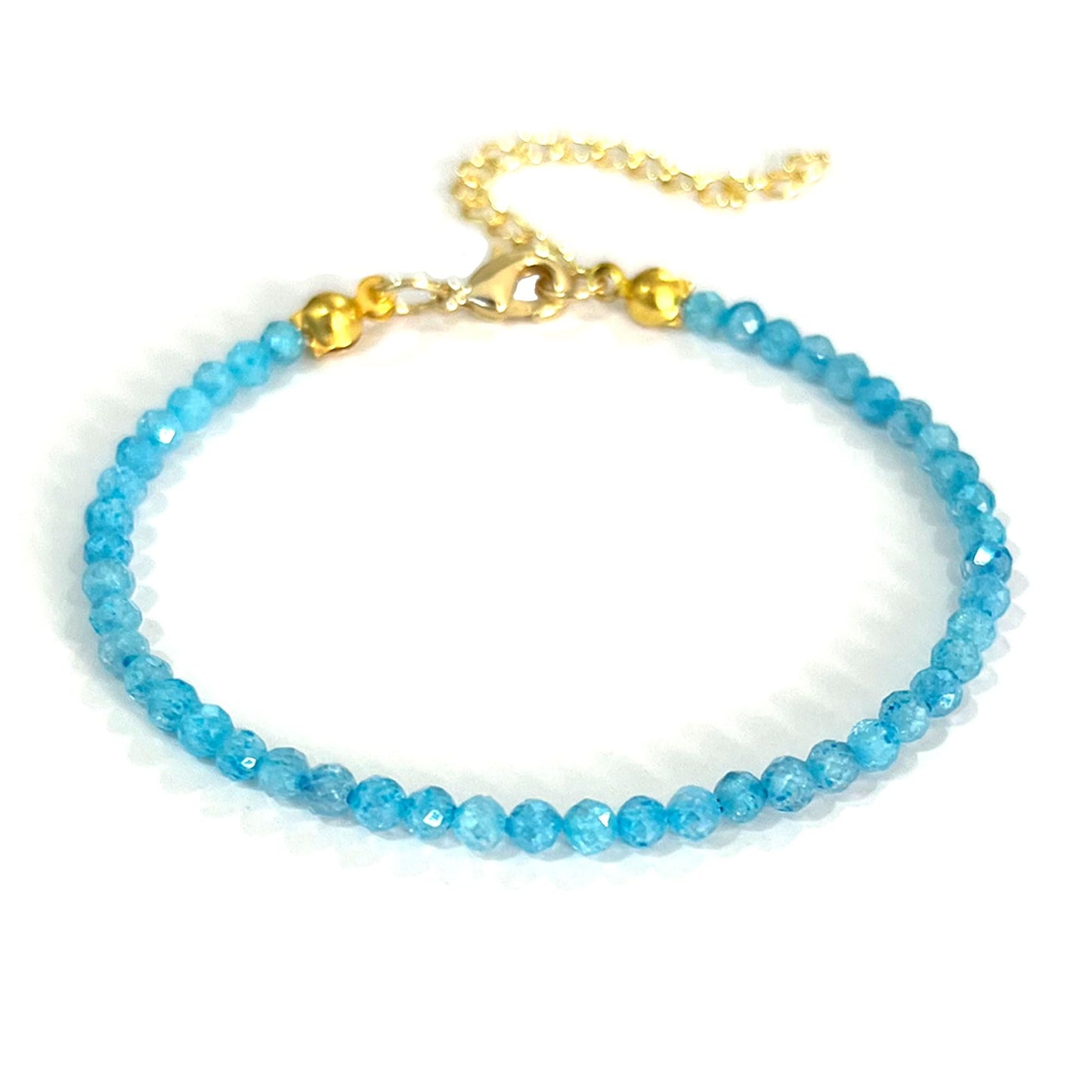 Withgenes Bohemian Bracelet for Women Boho Beaded Gemstone Bracelets Natural Stones Gold Plated Link Bracelet Valentines Mother's Day Gifts for Her, Sky Blue