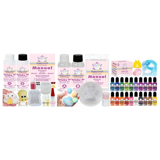 DIY Squishy Making Kit – 3 Molds for Hamster, Paw, & Animals, Complete Silicone Gel, Pigments & Crafting Tools for Keychains, Cake Toppers, and More