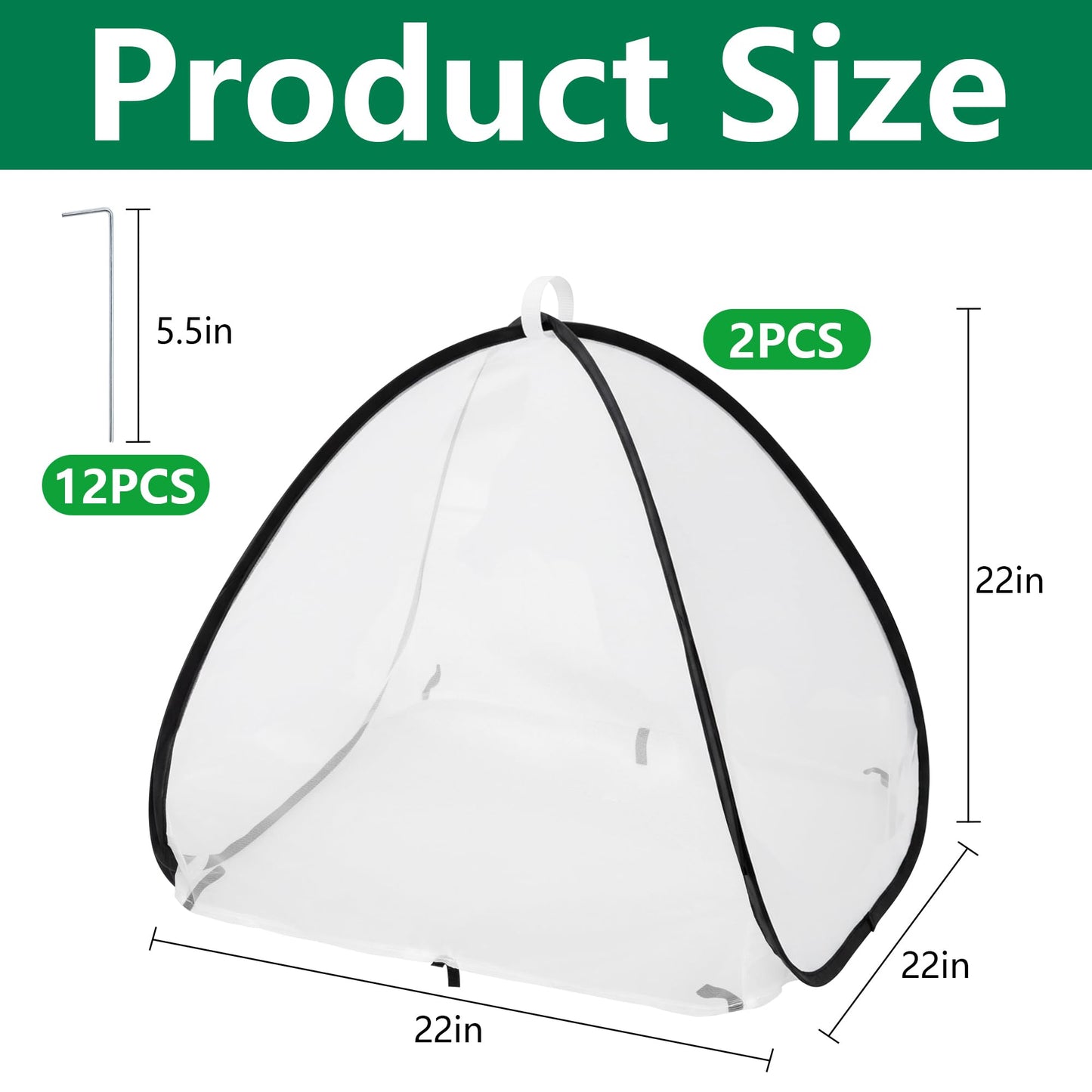 2 Pcs Pop Up Insect Barrier Plant Cover Tent, 22 x 22 x 22 Inch Foldable Garden Plant Protectors Mesh Enclosure, Garden Net Cage Bird Insect Guard Cover for Protecting Plants Fruits Vegetables