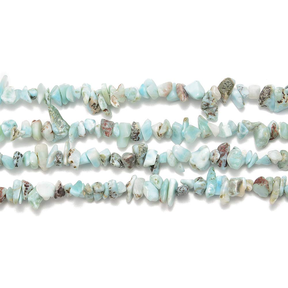 PLTbeads 5-8mm Natral Healing Gemstone Waist Bracelets Necklace Kit Irregular Stone DIY Crafts Design Jewelry Making 1 Strand per Bag Approxi 34 inch (Larimar Chips)