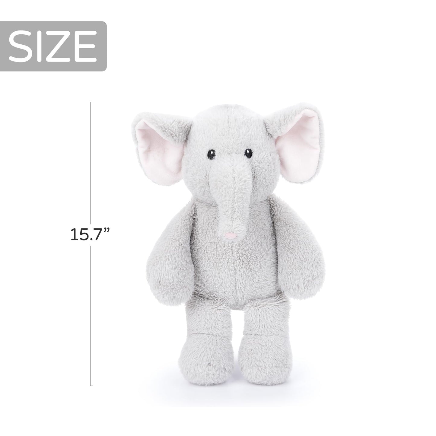 WEIGEDU Elephant Teddy Bear Stuffed Animals Plush Elephant Toys with Pink Ears Nose for Girls Boys Kids Babies Shower Bedtime Gifts, 15.7"
