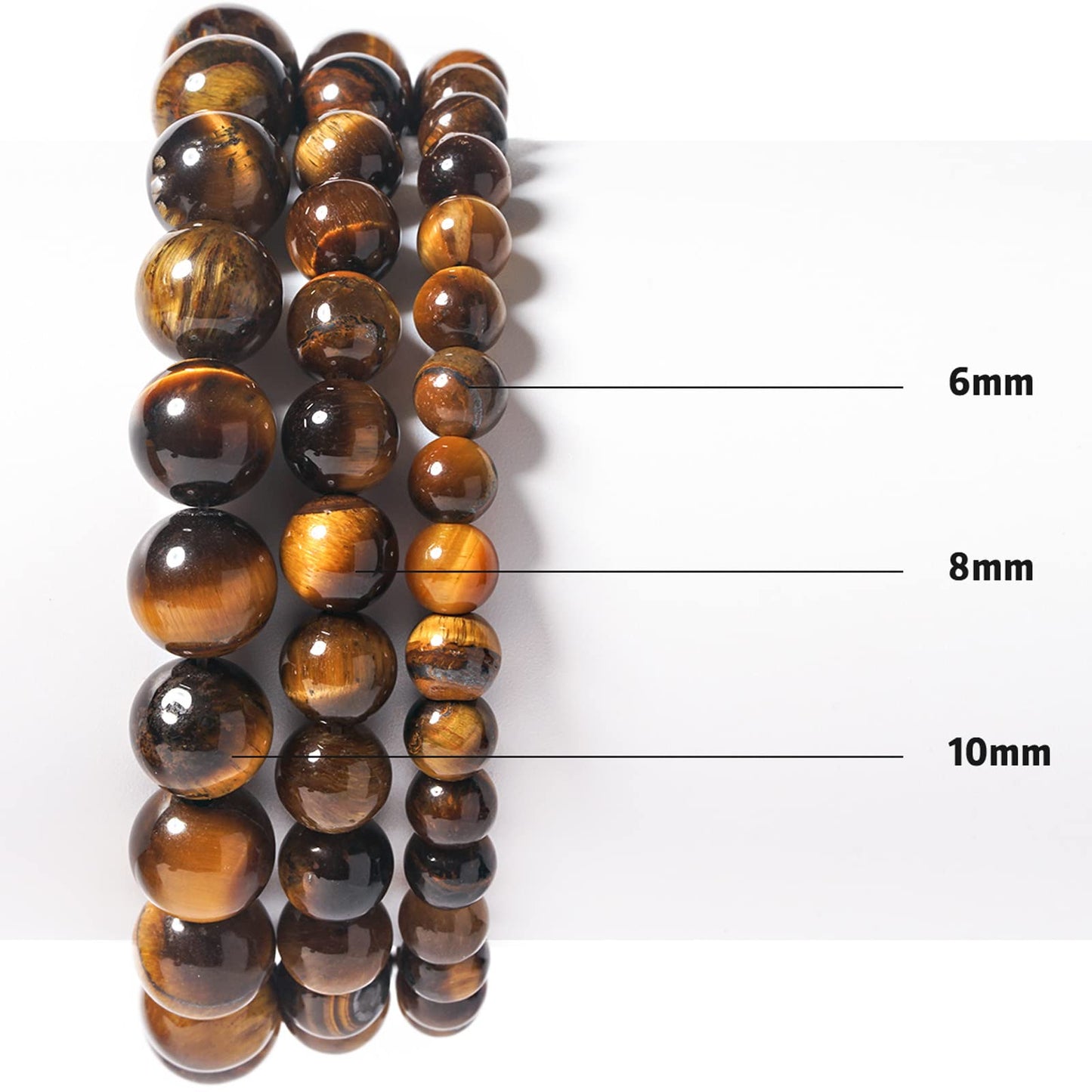 10mm Yellow Tiger Eye Round Bead - 35PCS Bulk Gemstone Beads for Jewelry Making, DIY Bracelets, Necklaces - Includes Crystal Stretch Cord - Stone Beads for Crafting Gifts