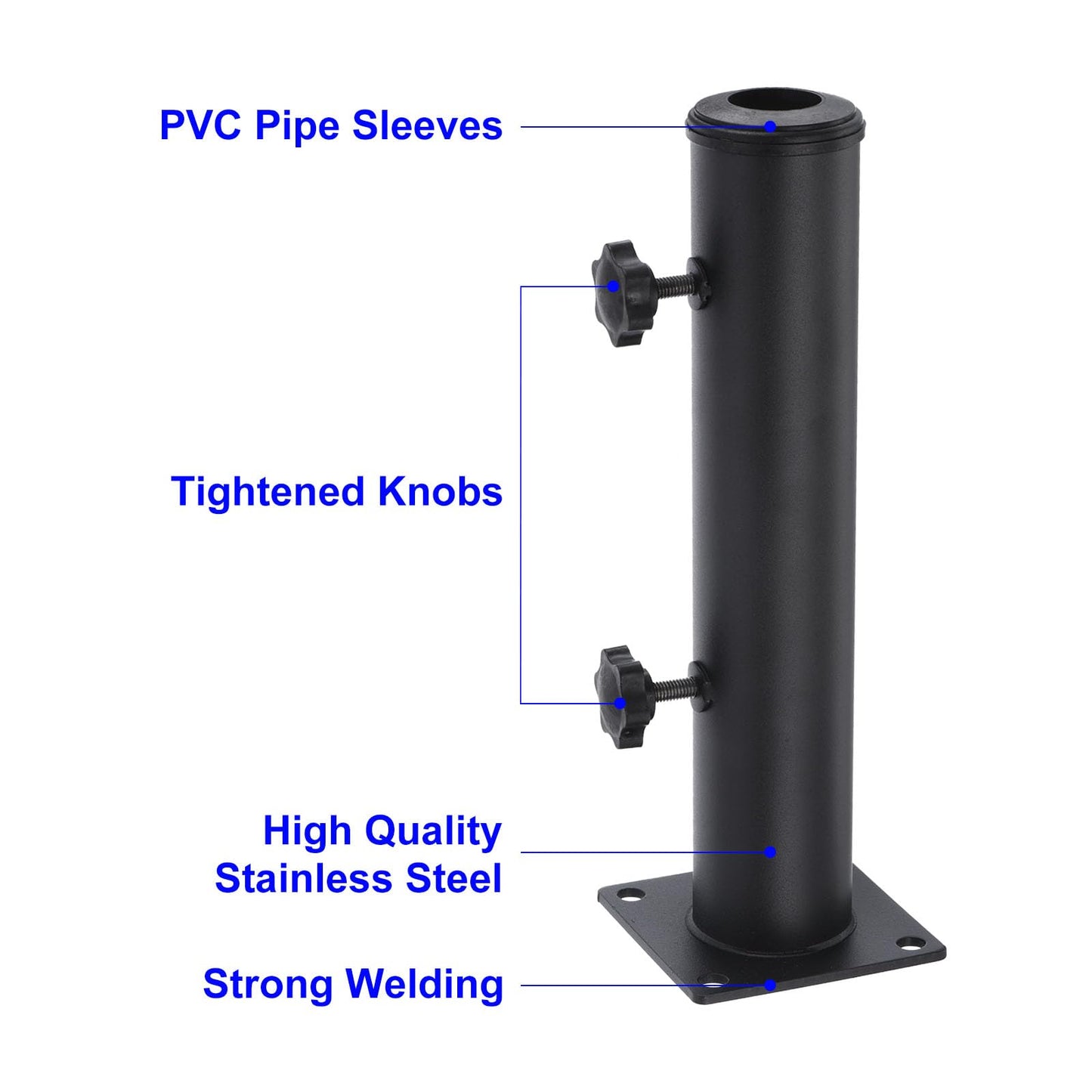 PATIKIL Patio Umbrella Base Stand 2.16" Diameter Umbrella Stand Tube Bracket Deck Mount Umbrella Holder for Outside Garden Backyard Balcony