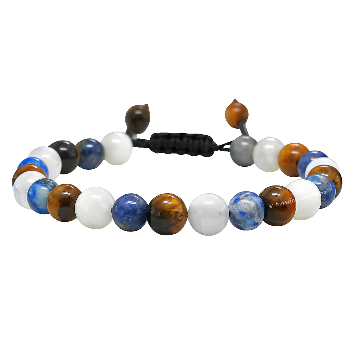 Amazing Gemstone Gemini Bracelet Women - Crystal Bracelet of Lapis Lazuli, White Moonstone and Tiger Eye Birthstone - Bracelets for Women Men Healing Calming Anxiety Stress Relief Gifts (Adjustable)