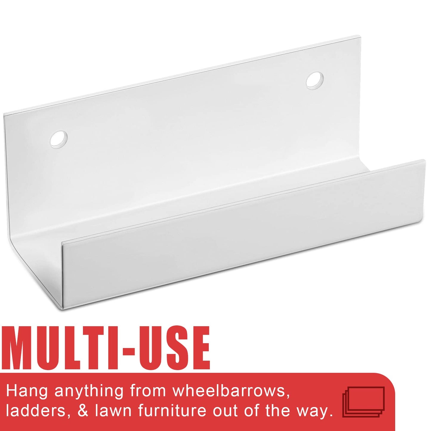 Blulu 4 Pcs Wall Mount Ladder Wall Wheelbarrow Hanger Steel Garage Storage Hook Wheelbarrow Hanger Heavy Duty Garage Storage Organizer for Hang Ladders Carts Chair Bicycle (White)