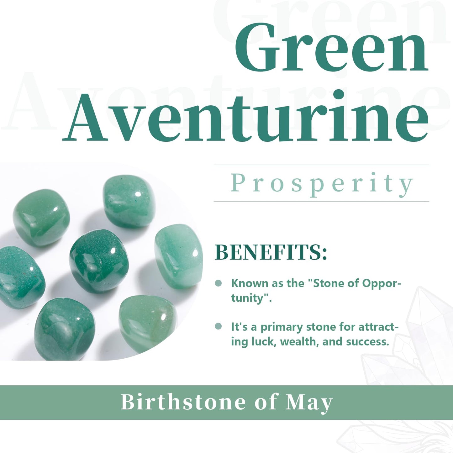 rockcloud Healing Crystal Green Aventurine 4pcs Engraved Chakra Stones Palm Stone Reiki Balancing