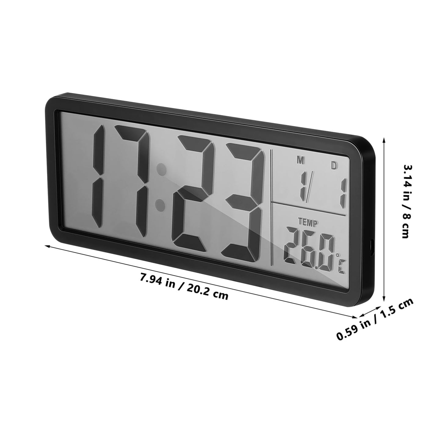 Cabilock Digital Wall Clock Battery Operated: Wall-Mounted LCD Display Clocks with Date Temperature, 12/24hr Silent Bedside Clock for Office Home Living Room Bedroom Kitchen