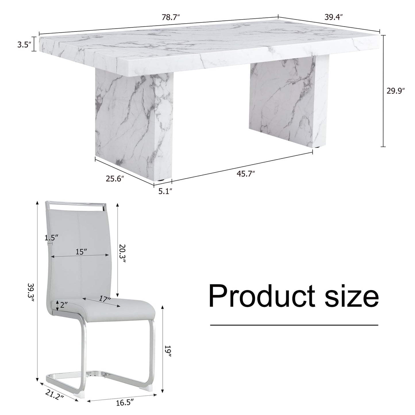 gopop 11 Piece Dining Table Set, 79" Marble Dining Table Set for 10, Marble Pattern MDF Dining Table Top and Base, 10 PU Leather Dining Chairs with Chrome Plated Metal Legs for Kitchen Dining Room.