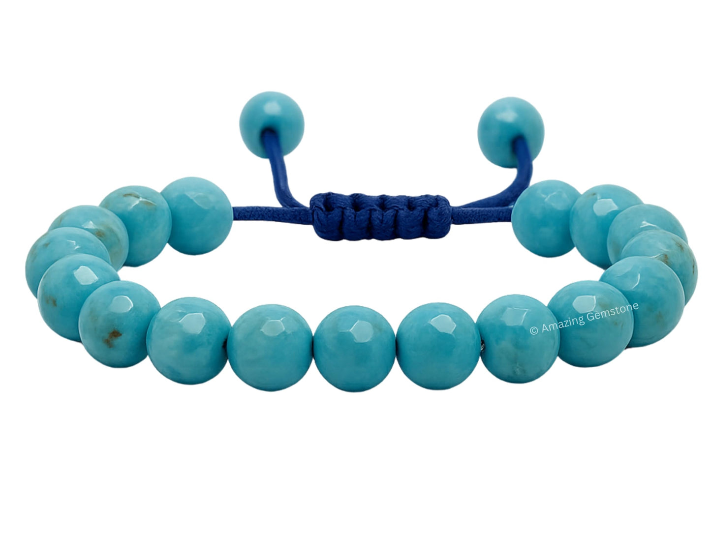 Amazing Gemstone Turquoise Bracelet for Women - Chakra Mens Bracelet Protection Crystals and Healing Stones - Blessing Spiritual Meditation Stocking (Faceted Beaded Bracelet, Adjustable)