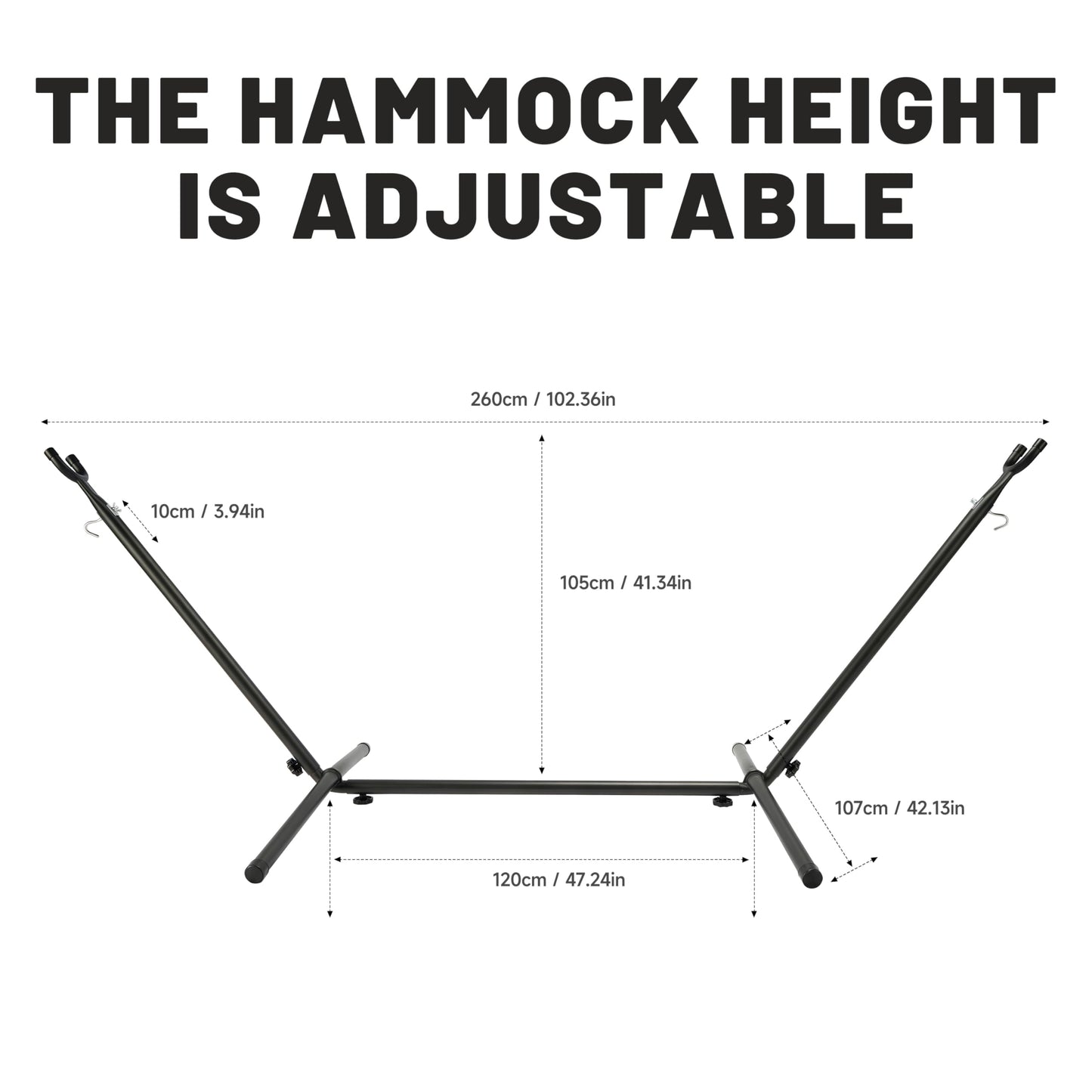 Hammock with Heavy-Duty Steel Stand for Outside，Hammocks 450 Lb Capacity，Portable Hammock，2 People Standing Hammocks，Suitable for Beach，Backyard, Gardens, Patio, Bedroom，100 * 40 * 38 Inch (Blue)