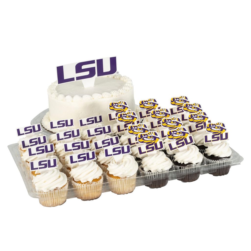 Desert Cactus Louisiana State University Cupcake Topper and Cake Toppers Set - LSU Tigers 25 Pcs Food Party Supplies, Tablecloth Decorations, Graduation and Game Day