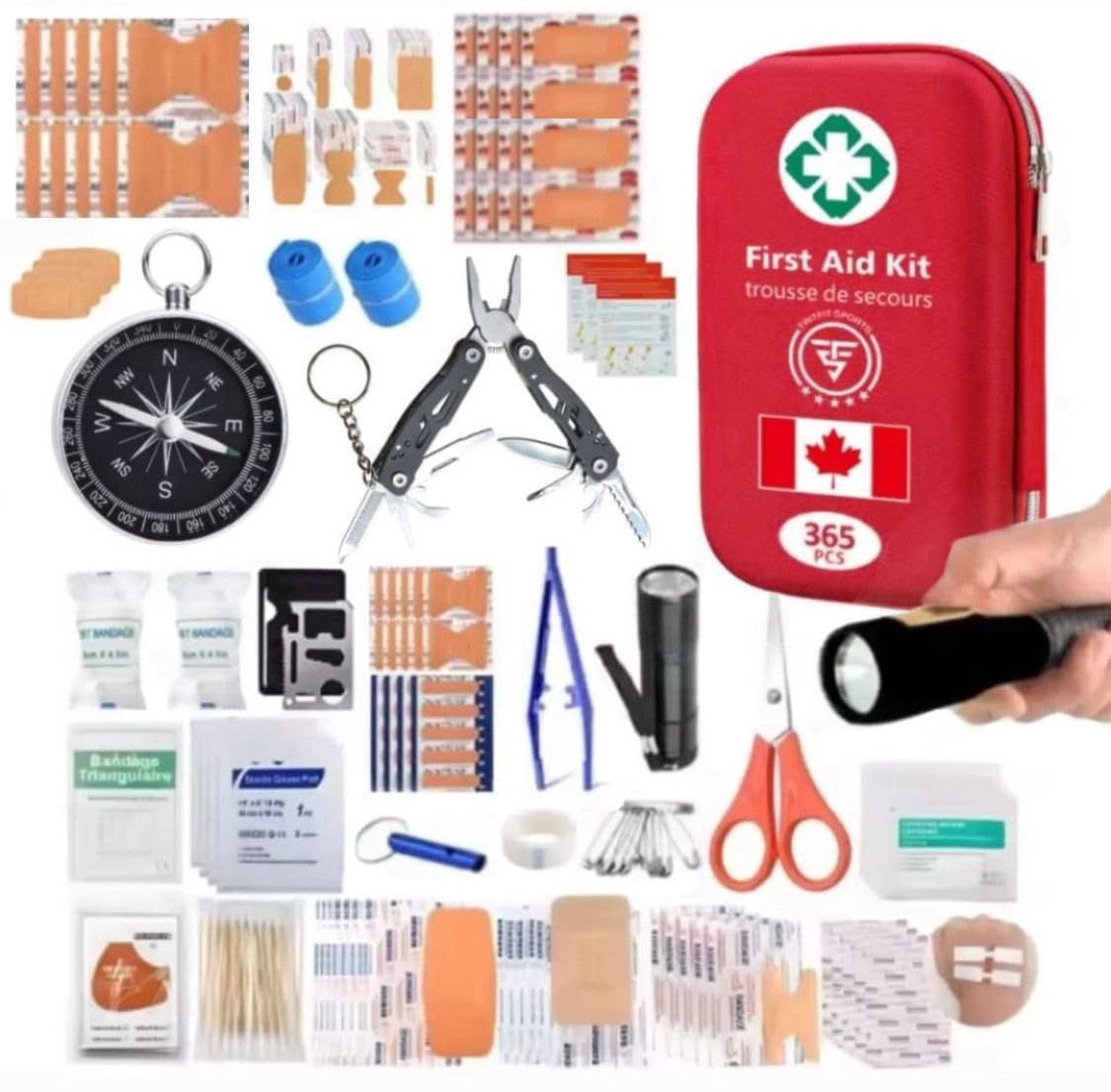 First Aid Kit & Survival kit, 400 Pieces with Essential Supplies for car, Camping, Home, Boat, Car, Sports, Emergency kit, 2 in 1 First aid By TRITFIT SPORTS