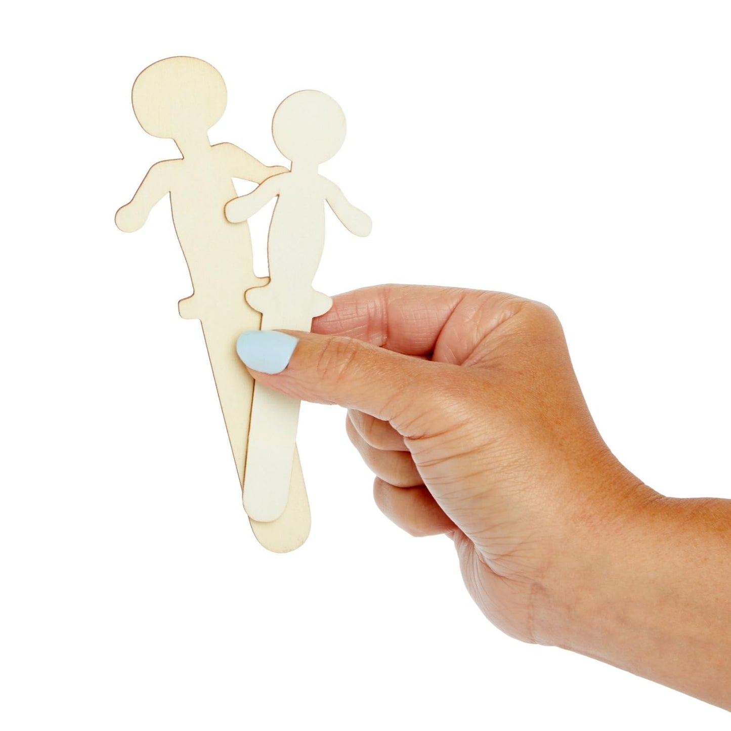 Juvale Unfinished People-Shaped Popsicle Sticks for Crafts - 100 Pack Poplar Wood, Mom & Dad 6in & Son & Daughter 5in - Wooden Mini Figures for Art & Wooden People