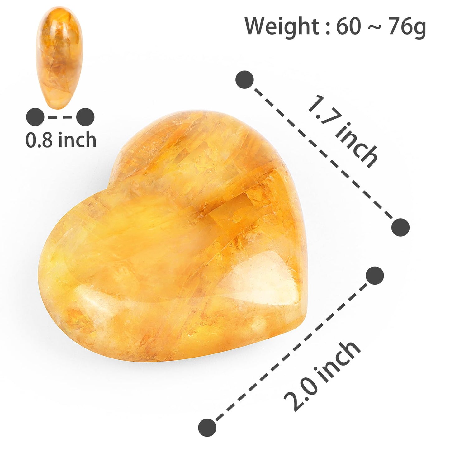 Artistone 2 Inch Citrine Crystal Heart Healing Crystals Heart Stones Polished Pocket Love Gemstones Chakra Balancing Meditation Massage Gift