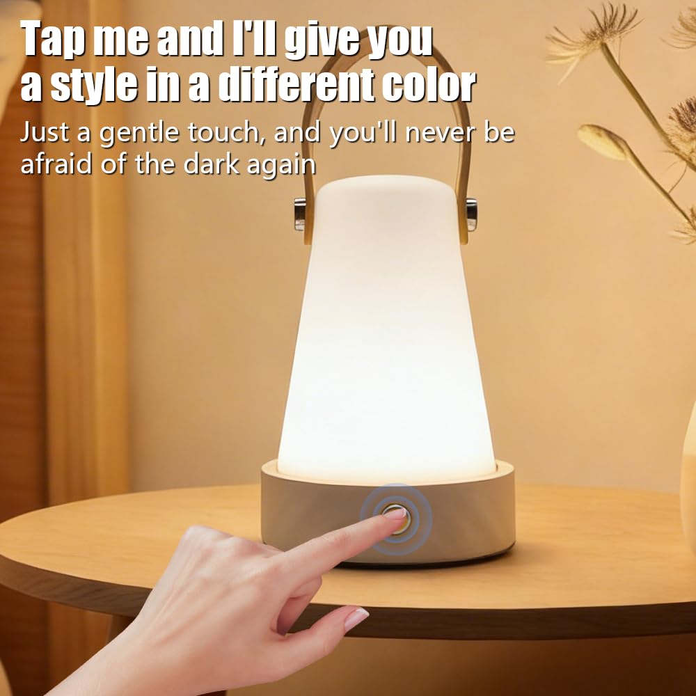OMTLED Portable Night Light LED Outdoor Camping Lantern Rechargeable Table Night Lamp Dimmable Waterproof Table Light with Remote Control for Bedroom Garden Camping Dining (BM)