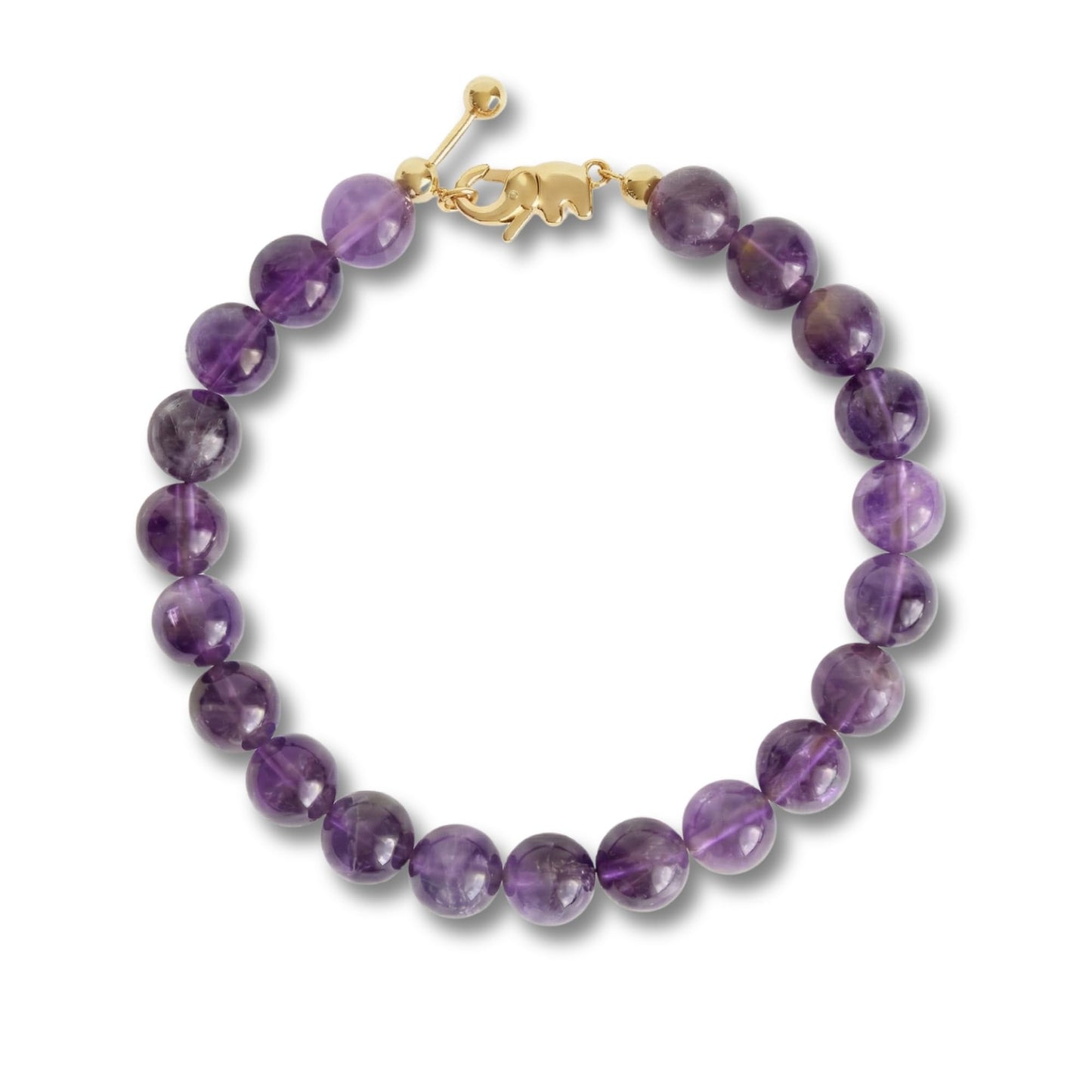 BANANE LAB Amethyst Bracelet | DIY Customizable Design | Natural 8mm Purple Gemstone Beads on 14k Gold Plated Chain | Adjustable Crown Chakra Peace & Calm Jewelry Gift for Women