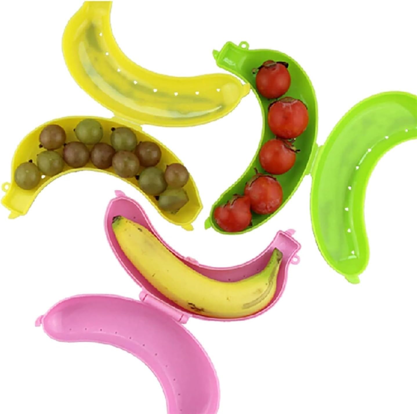 Rosojodg Yellow Cute Banana Storage BPA-Free Outdoor Travel Case,Box Holder Case Keep Fresh Banana Keeper and Protector, Banana Carrier Storage Box for Picnic Camping,Container Sets Food Containers