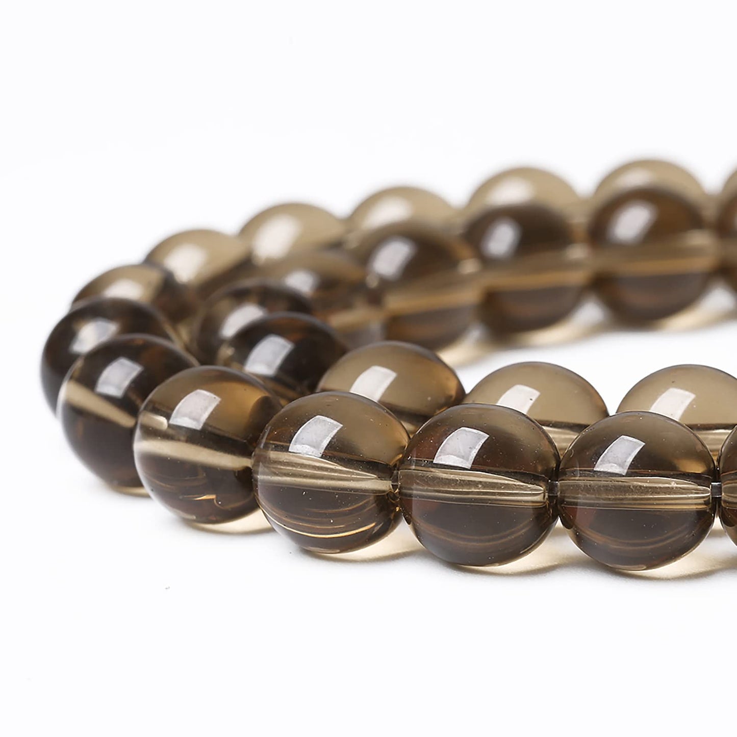 36PCS 10mm Smoky Crystal Quartz Glass Beads Natural Stone Round Loose Beads for Jewelry Making DIY Bracelet Necklace 15 Inch,Energy Stone Healing Power (10mm, Smoky Quartz Glass)