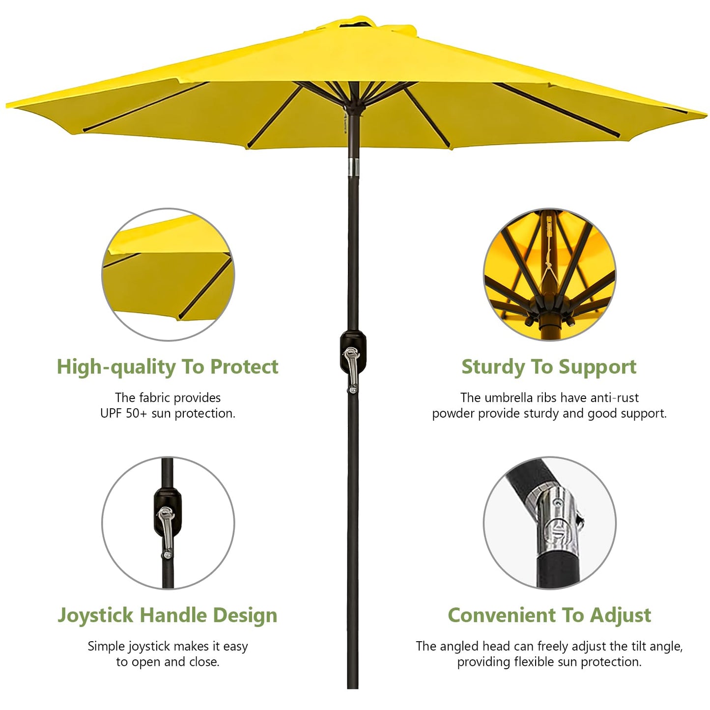 MAKE CHANGES 9FT Outdoor Patio Umbrella with Tilt & Crank, Wind Resistant Market Umbrella, UPF 50+ Waterproof 180G Canopy for Garden, Deck, Backyard and Pool