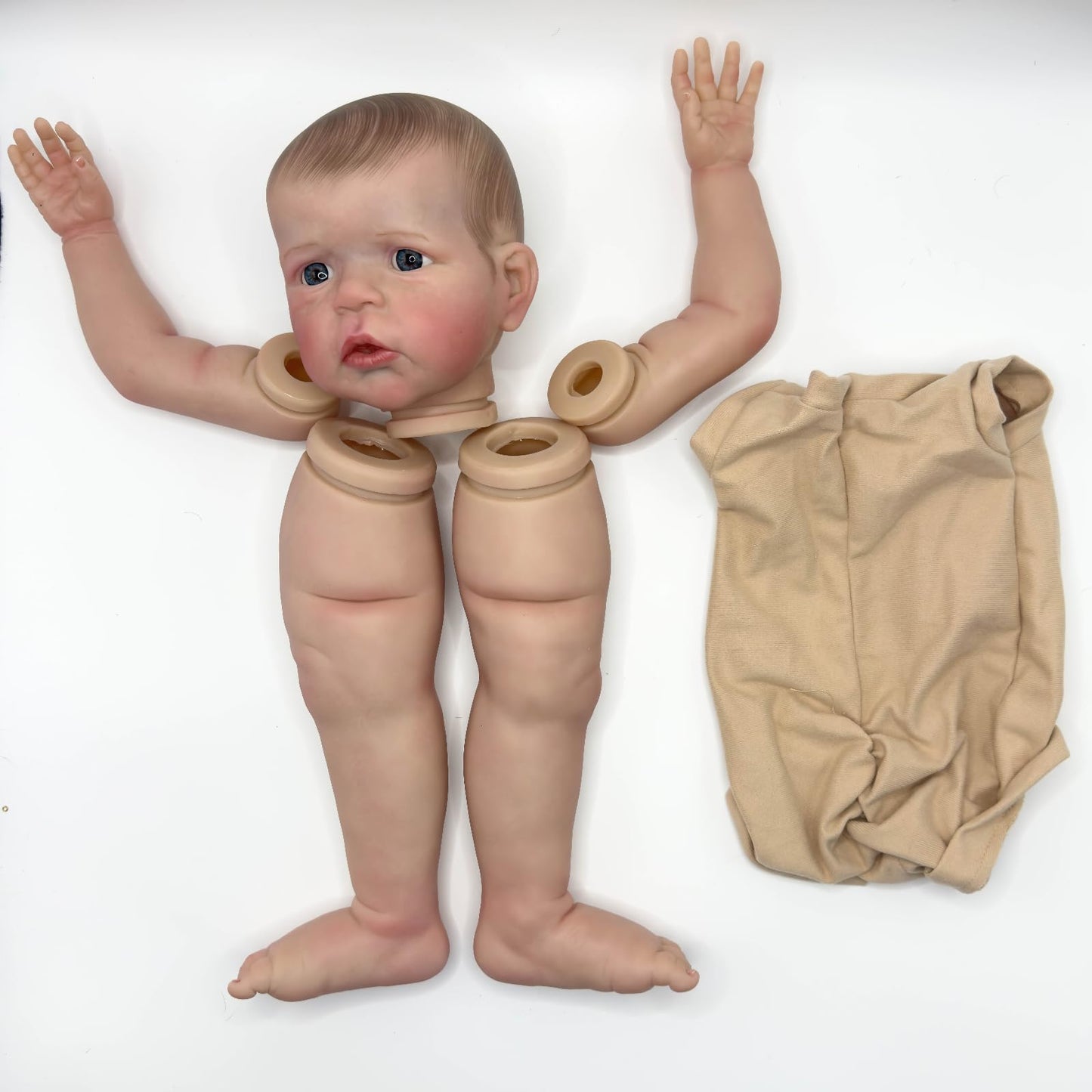 TERABITHIA 24Inches Hand Draw Hair Already Painted Kits Realistic Reborn Baby Doll Parts with Detailed Painting Veins Lifelike Newborn Awake Doll Kits Cloth Body and Eyes Included