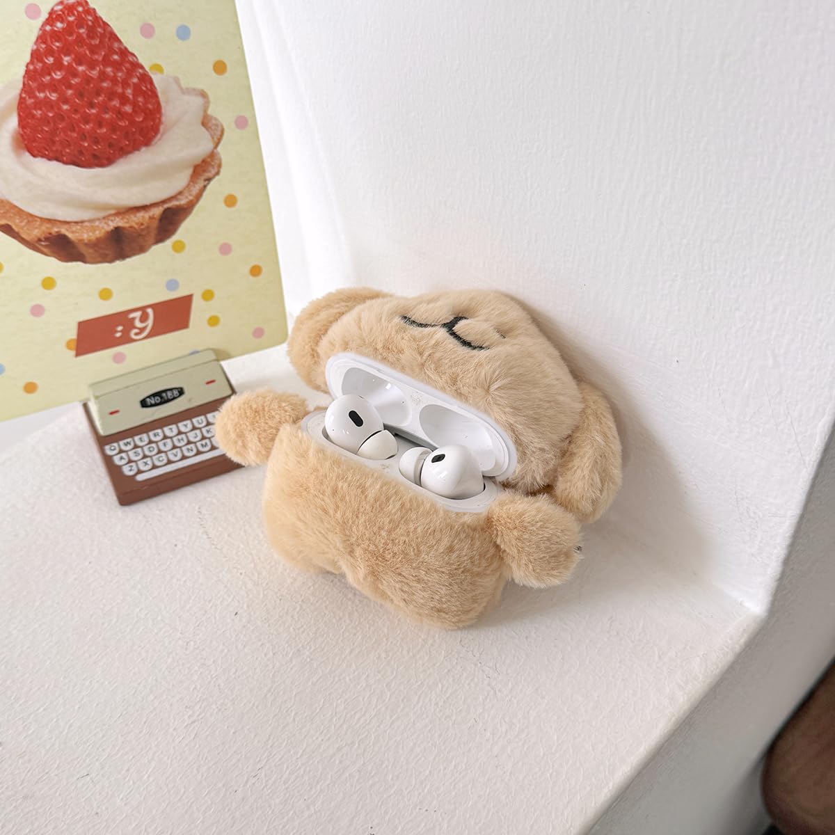 Yatchen Furry Case Compatible with AirPods Pro,Funny Cute 3D Cartoon Plush Dog Design Fluffy Soft Warm Cover Case Carrying Charging Box with Keychain Anti-Fall Protective Case for AirPods Pro