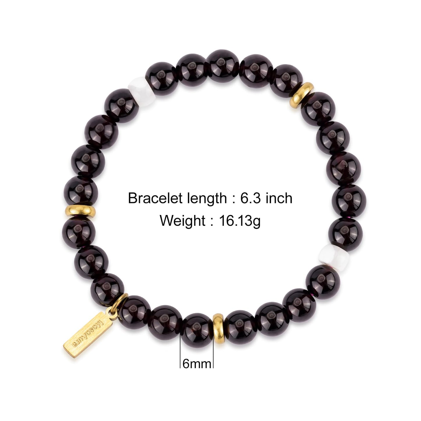 MesoAura Natural Garnet Bracelet – handmade Crystal Healing Jewelry for Women & Men – Root Chakra Balance, Vitality & Courage Energy Stone – Zodiac Capricorn Aquarius – Spiritual Gemstone Beaded Bracelet (Root Chakra – Garnet Sonata bracelet)
