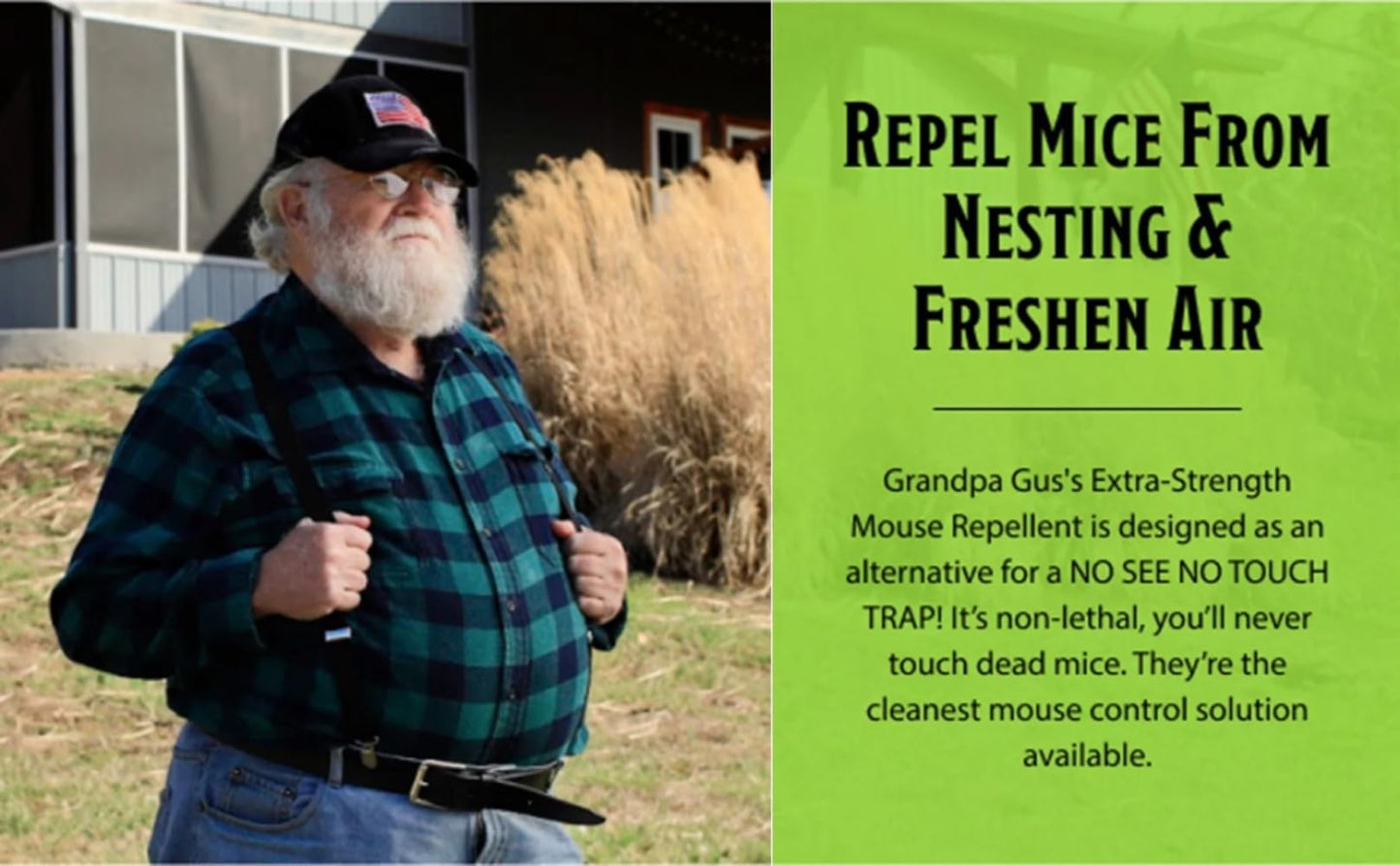 Grandpa Gus's Natural Mouse Repellent Pouches, Cinnamon/Peppermint Oils Repel Mice from Nesting in Home/Cabin/Boat/Car Storage/RV/Machinery/Shed (10 Pouches)