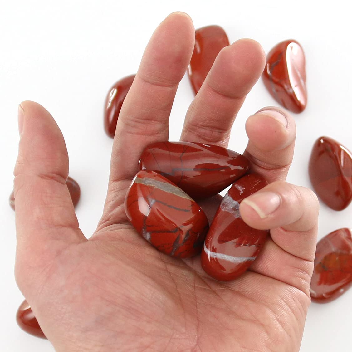 Tumbled Polished Natural Red Jasper Stones, Crystals and Healing Stones Quartz Bulk for Wicca, Reiki, Healing Energy, Chakra Stones, Witchcraft Supplies(10Pcs)