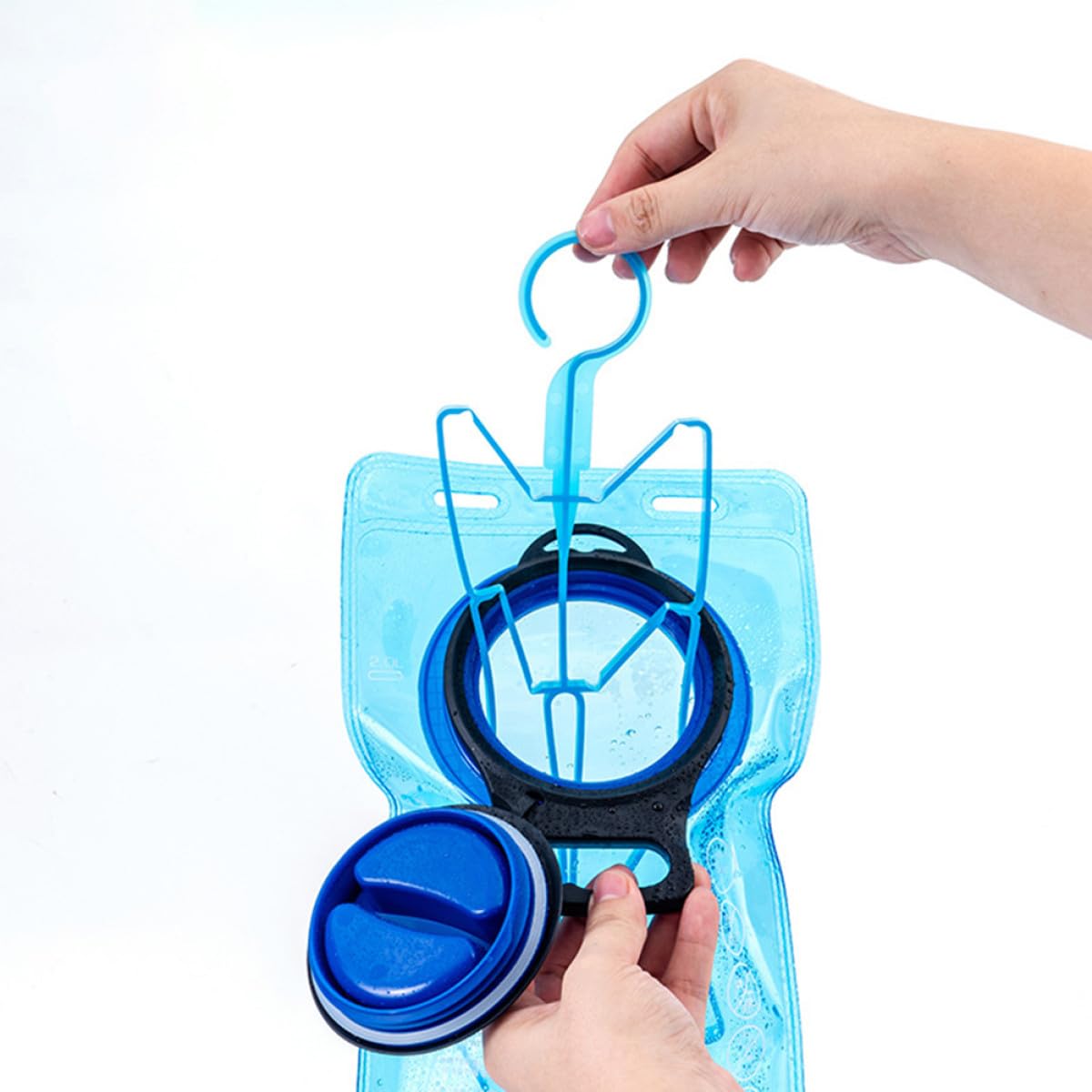 KALLORY Wear-Resistant Hydration Bladder Brush Set with Stainless Steel Tube Spring Cleaner, Compact Daily Use Water Bag and Hose Cleaning Kit for Outdoor and Household Use, Blue
