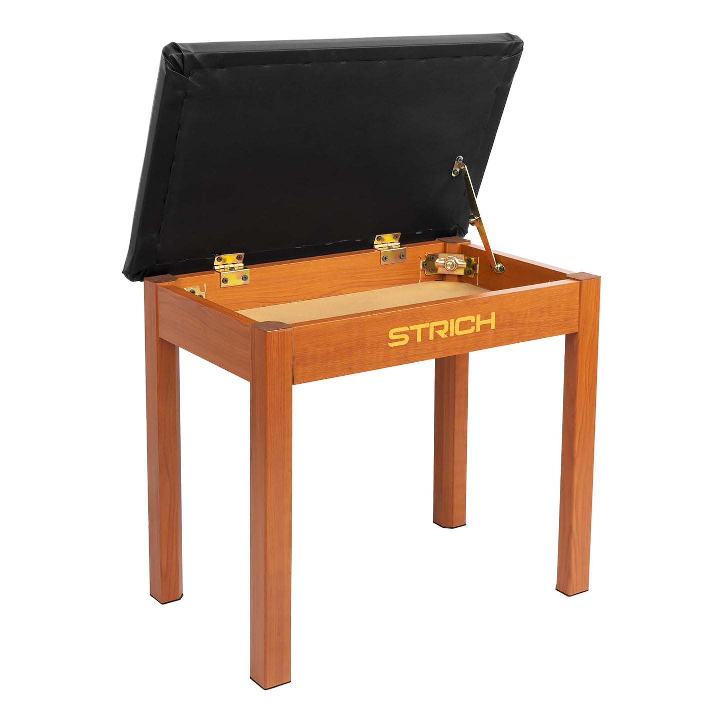 STRICH Piano Bench with Storage, Solid Wood Keyboard Bench Piano Bookcase Stool Chair Seat with Padded Cushion, Mahogany Color