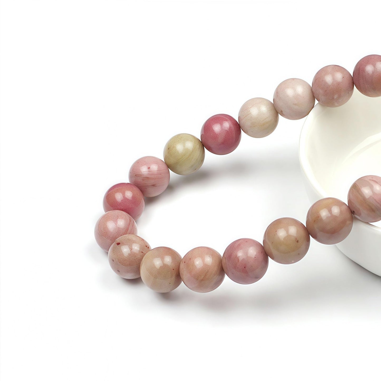 MJDCB Natural Red Stripes Rhodonite Round Stone Beads for Jewelry Making (10mm)