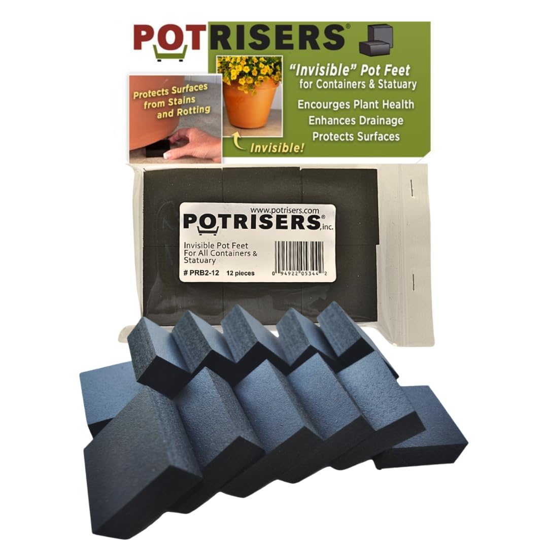 POTRISERS 12 Pack Large 2" Wide x 3/4" Tall Value Pack | Invisible Pot Feet & Plant Risers | Drainage & Airflow for Planters, Pots, Garden Decor | Patios, Decks, Gardens