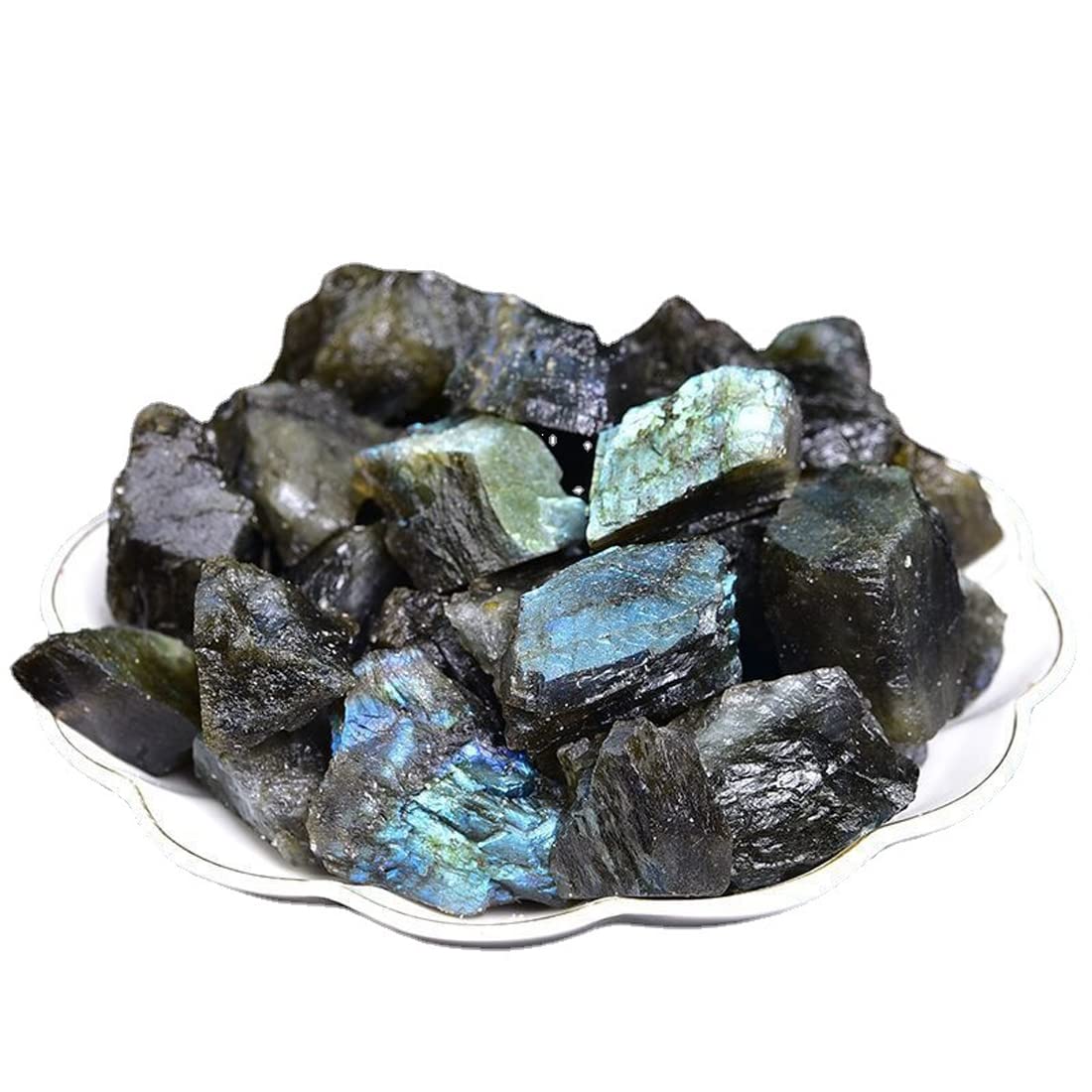 Labradorite Raw Crystals, Large 1.25-2.0" Healing Crystals Natural Rough Stones Crystal for Tumbling, Cabbing, Fountain Rocks, Decoration, Polishing, Wire Wrapping, Wicca & Reiki