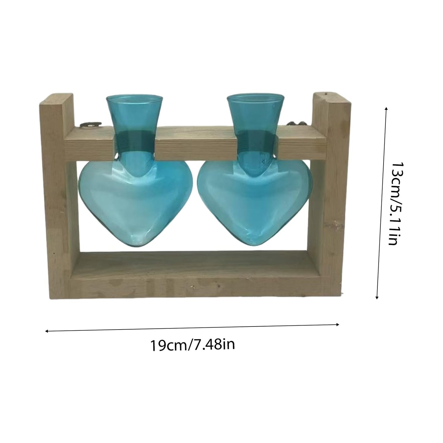 SUNGOOYUE Heart Shaped Glass Vase, Plant Propagation Station with Wooden Stand for Home Garden Decoration, Hydroponic Terrarium for Women Mom