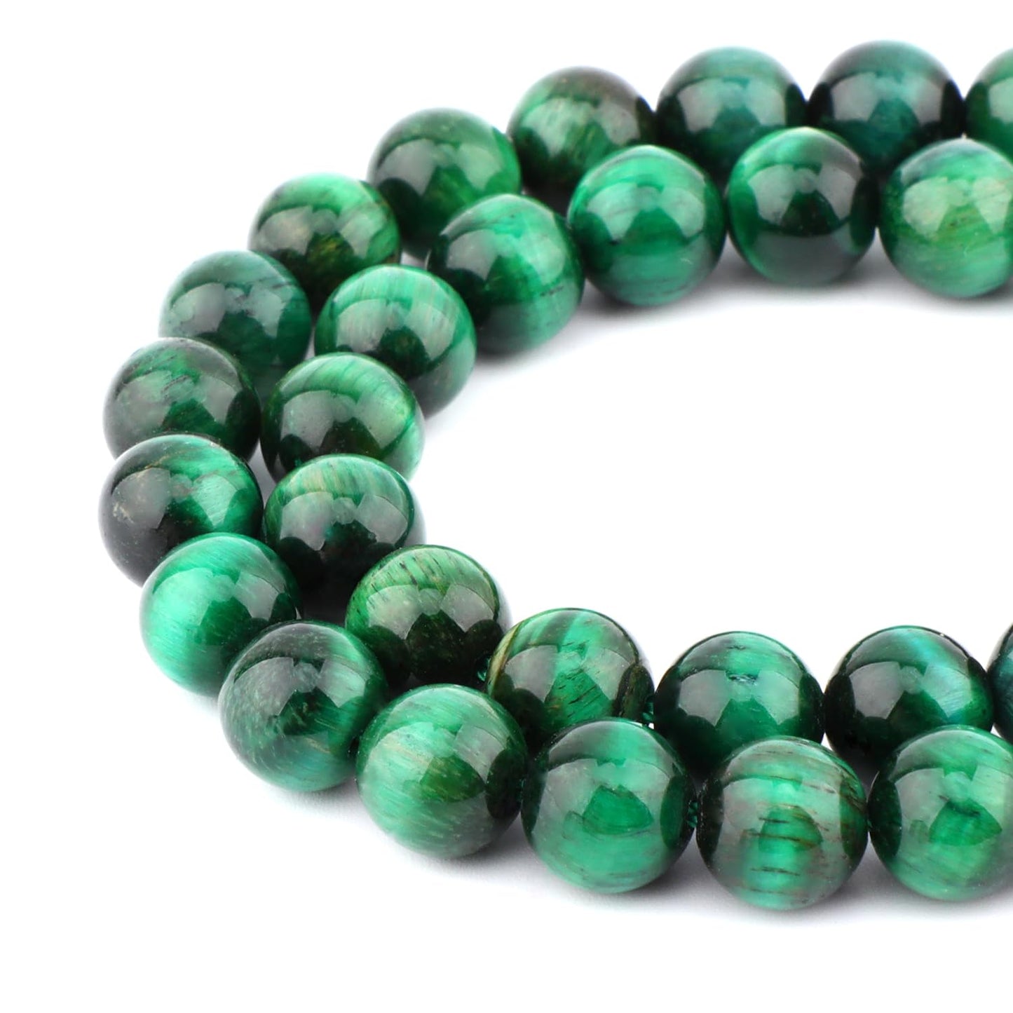 Bymitel 90 pcs Round Loose Stone Beads Gemstone Spacers for Charm DIY Jewelry Making 15.5" per Strand 4mm (Green Tiger's Eye, 4mm)