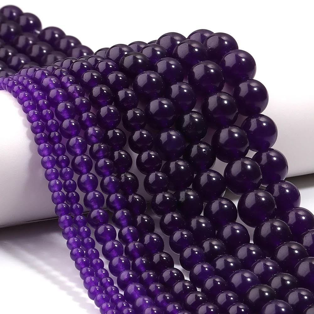 Zenkeeper 108Pcs Purple Natural Stones Chalcedony Beads Spacer Loose Beads Bulk with Holes Handcrafted for DIY Bracelets Jewelry Making Crafts Supplies