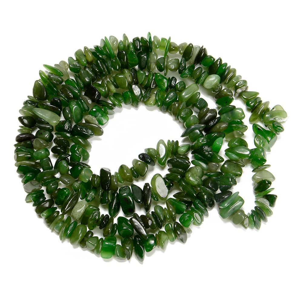 PLTbeads 7-8mm Natural Green Canada Jade Gemstone Chips Beads Healing Crystals Waist Bracelets Necklace Kit Irregular Stone DIY Crafts Design Jewelry Making