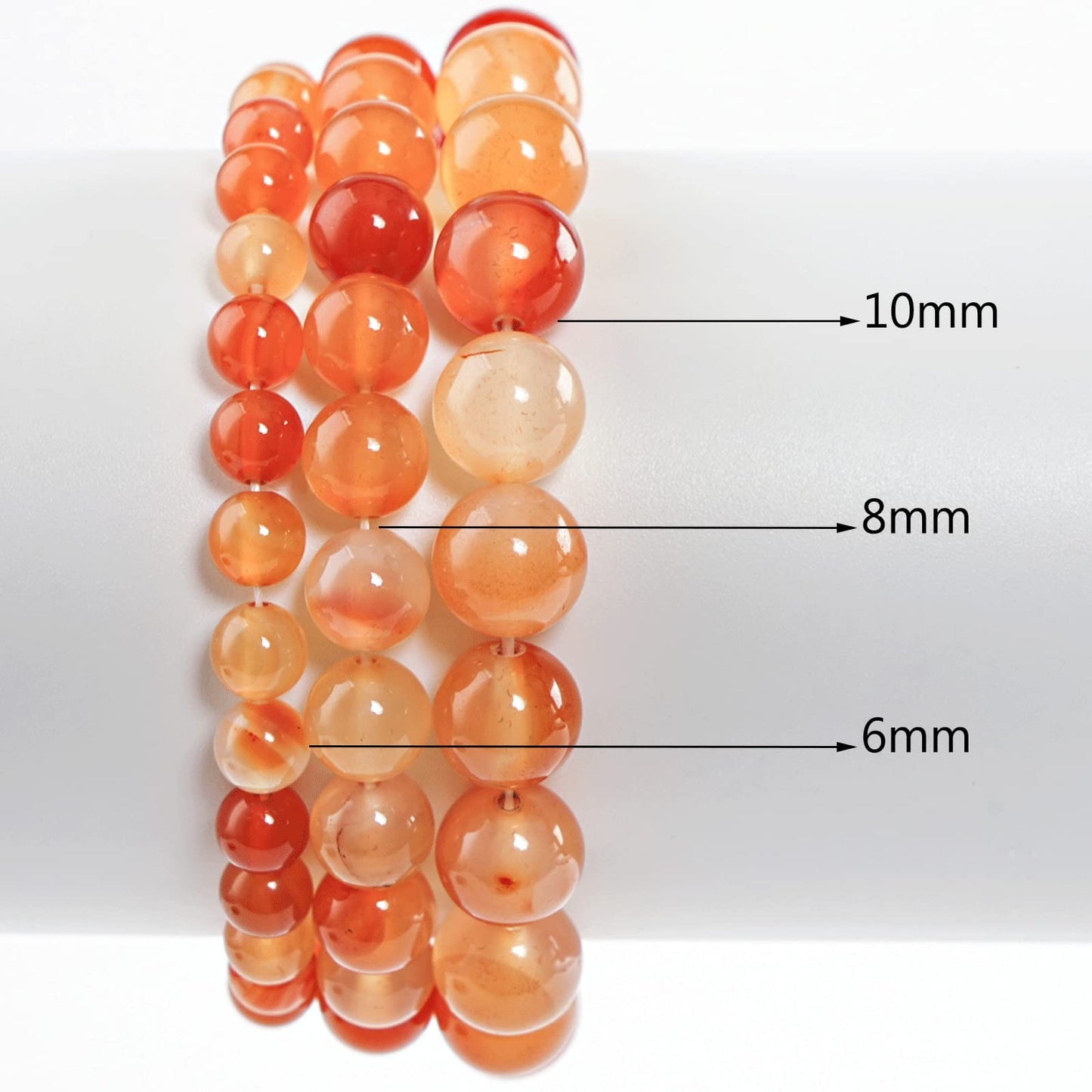 10mm Natural Orange Agate Round Bead - 35PCS Bulk Gemstone Beads for Jewelry Making, DIY Bracelets, Necklaces - Includes Crystal Stretch Cord - Beads for Crafting Gifts