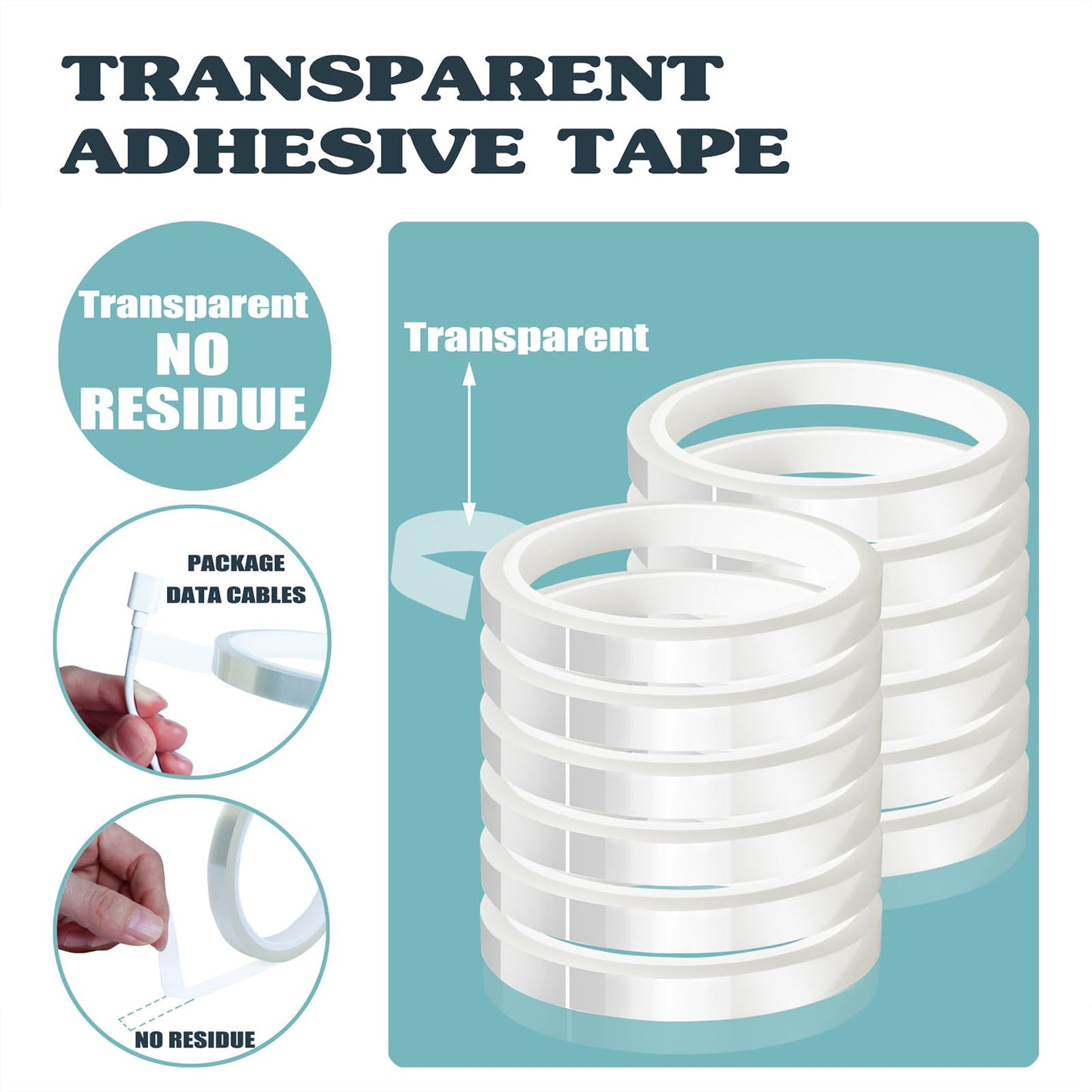 MEBMIK 12 Rolls 10mm x33m(108ft) Clear Heat Tape,Transparent High Temperature Heat Resistant Tape,Heat Transfer Tape for Heat Press and Sublimation,Heat Transfer Vinyl,No Residue