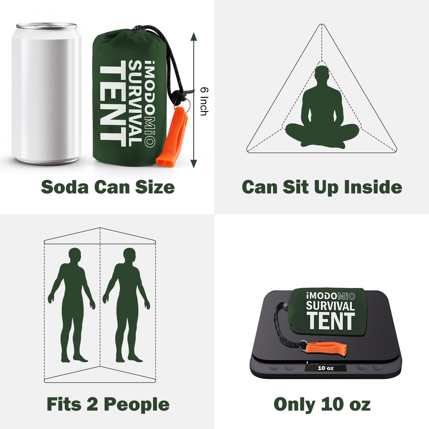 Life Emergency Tent Survival Shelter - 2 Person Mylar Waterproof Tube Tent with Survival Whistle & Paracord, All-Weather Essential Gear for Camping, Hiking & Survival Kits