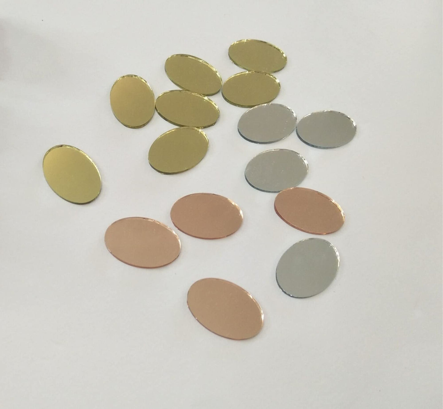 100pcs of Oval Mosaic Tiles,Mosaic Glass Mirror Pieces for DIY Crafts Vases Flowerpots Home Decoration Arts (Silver Mirror)