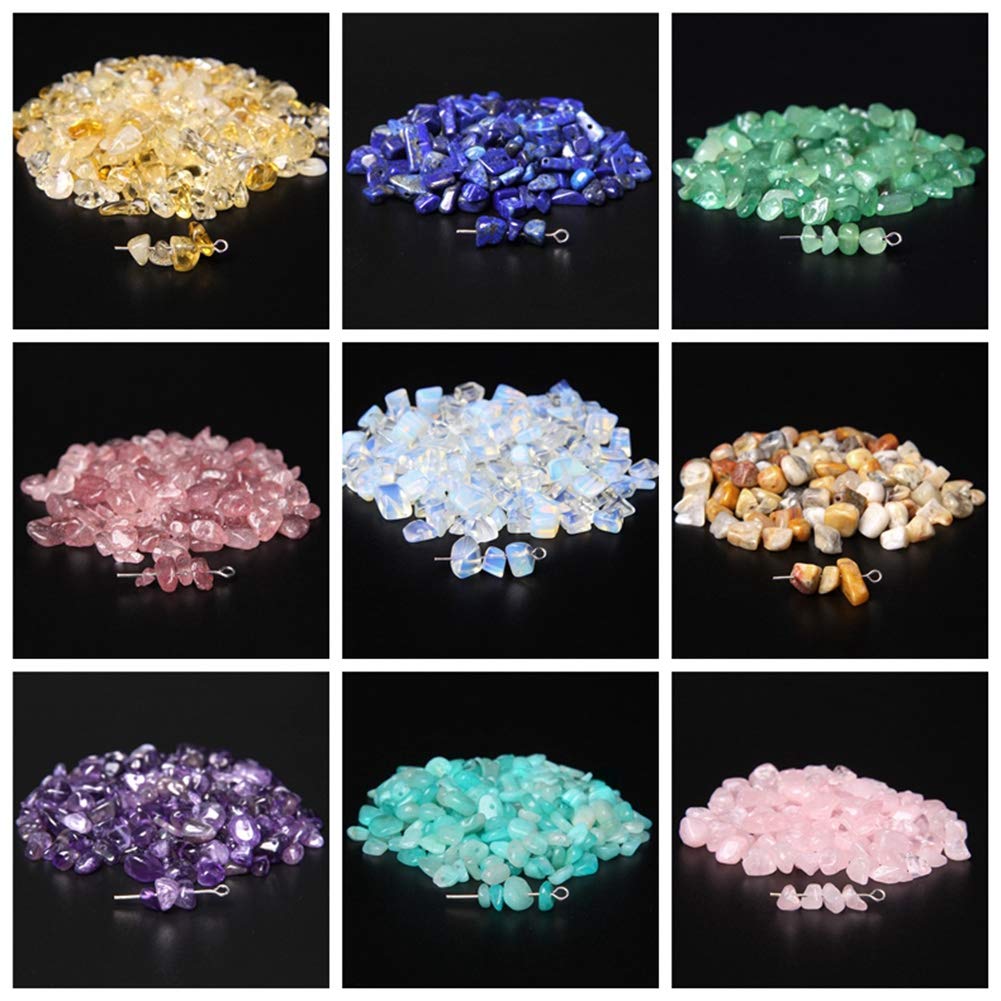 Natural Chip Stone Beads Gold Sandstone 5-8mm About 400 Pieces Irregular Gemstones Healing Crystal Loose Rocks Bead Hole Drilled DIY for Bracelet Jewelry Making Crafting (5-8mm, Gold Sandstone)