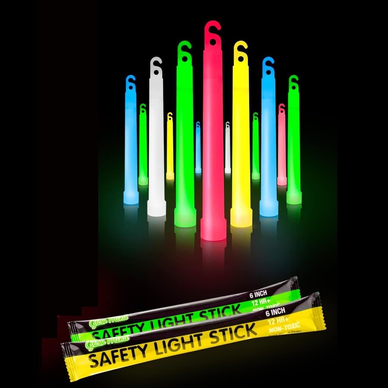 Glow Mind 20 Ultra Bright Glow Sticks - Emergency Light Sticks for Camping Accessories, Parties, Hurricane Supplies, Earthquake, Survival Kit and More - Lasts Over 12 Hours (Multi Color)
